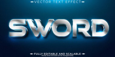 Kılıç metin efekti, düzenlenebilir metalik ve krallık metin biçimi