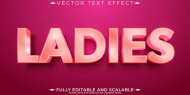 Bayanlar düzenlenebilir metin efekti, pembe ve parlak metin biçimi