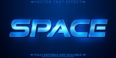 Boşluk mavi metin efekti, düzenlenebilir metalik ve parlak metin biçimi