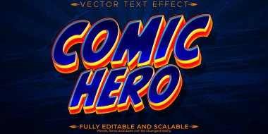 Çizgi roman kahramanının metin efekti, düzenlenebilir çocuklar ve çizgi film tarzı