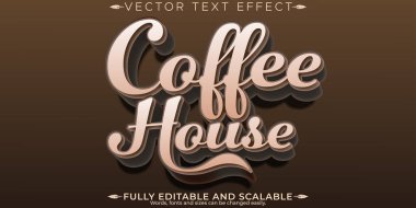 Kahve evi mesaj efekti, düzenlenebilir kahve ve içki tarzı metinler.
