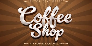 Kahve dükkanı metni efekti, düzenlenebilir kafe ve içki metni tarzı