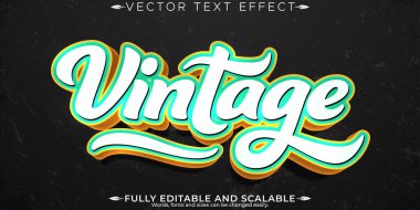 Retro, klasik metin efekti, düzenlenebilir 70 'ler ve 80' ler metin biçimi