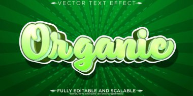 Organik doğal metin efekti, düzenlenebilir yeşil ve doğa metin stili