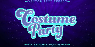Kostüm partisi metin efekti, düzenlenebilir müzik ve renk metin biçimi