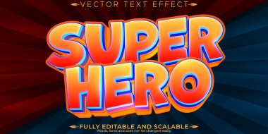 Süper kahraman metin efekti, düzenlenebilir çizgi film ve komik metin tarzı
