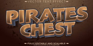 Korsan göğüs metin efekti, düzenlenebilir oyun logosu ve çizgi film metni st