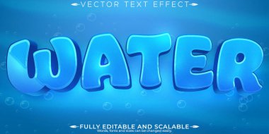 Düzenlenebilir metin efekti su, 3D sıvı ve okyanus tarzı