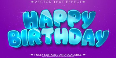 Düzenlenebilir metin efekti doğum günü, 3d çizgi film ve komik yazı tipi biçimi