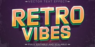 Retro titreşimler, klasik metin efekti, düzenlenebilir 70 'ler ve 80' lerin metin stili