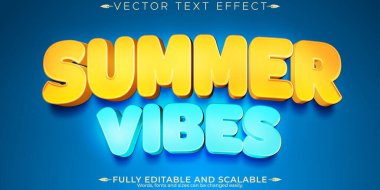 Yaz titreşimleri metin efekti, düzenlenebilir çizgi film ve plaj metin tarzı