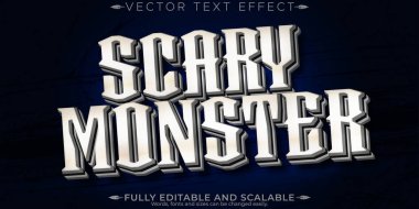 Korkunç canavar metin efekti, düzenlenebilir korku ve klasik metin kalıbı.