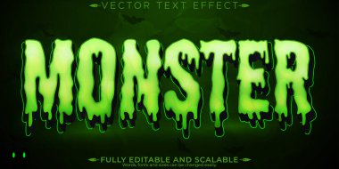 Canavar korku metni efekti, düzenlenebilir zombi ve korkutucu metin tarzı