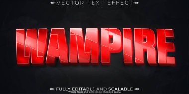 Vampir kan metni efekti, düzenlenebilir kırmızı ve korku metni tarzı