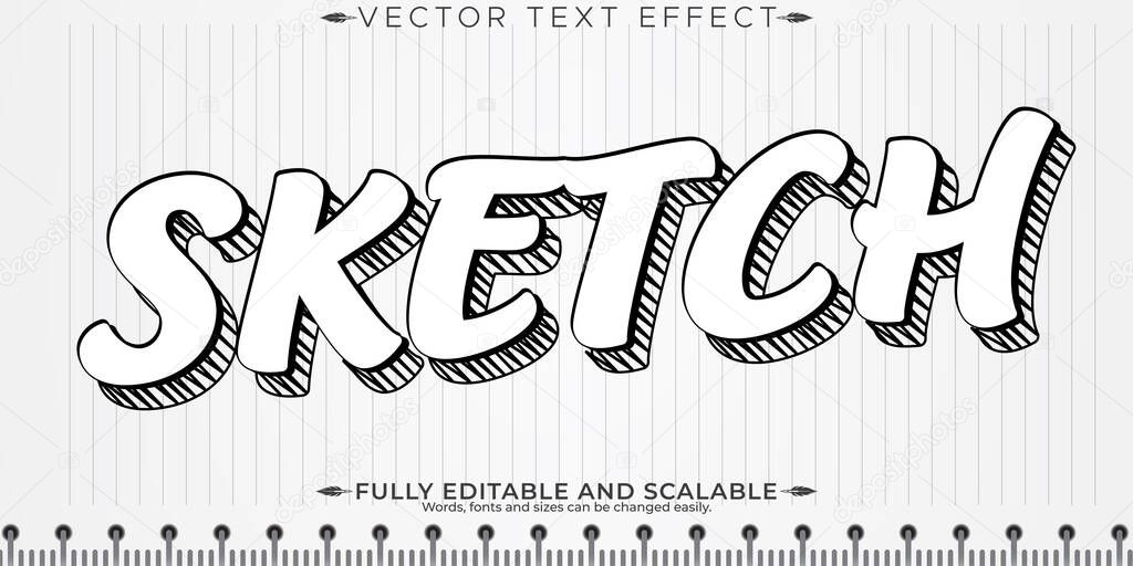 Sketch text effect, editable drawing and architect text style
