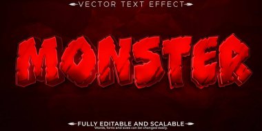 Cadılar Bayramı canavar metin efekti, düzenlenebilir kırmızı ve şeytani metin tarzı