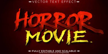 Korku filmi düzenlenebilir metin efekti, ölü ve korkutucu metin tarzı