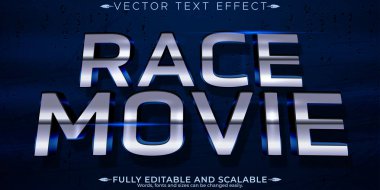 Yarış filmi metin efekti, düzenlenebilir metalik ve hızlı metin biçimi