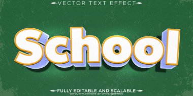 Okul çizgi filmi metin efekti, düzenlenebilir çocuk ve çocuklar metin tarzı