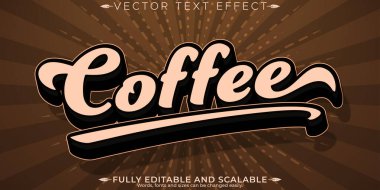 Düzenlenebilir metin efekti kahve, 3d vintage ve retro font biçimi