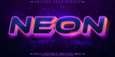 Neon metin efekti, düzenlenebilir retro ve parlayan metin biçimi.