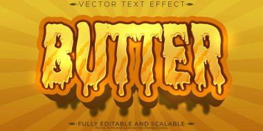 Tereyağlı yemek metni efekti, düzenlenebilir krem ve organik metin biçimi