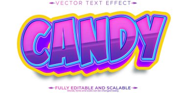 Candy sticker metin efekti, düzenlenebilir modern ve yaratıcı metin ahırı