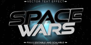 Uzay savaşları metin efekti, düzenlenebilir gelecek ve texhno yazı tipi