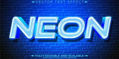 Neon metin efekti, düzenlenebilir parlaklık ve parti yazı tipi biçimi