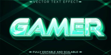 Oyuncu esport metin efekti, düzenlenebilir akış ve neon yazı tipi biçimi