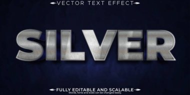 Gümüş metalik metin efekti, düzenlenebilir çelik ve demir metin biçimi