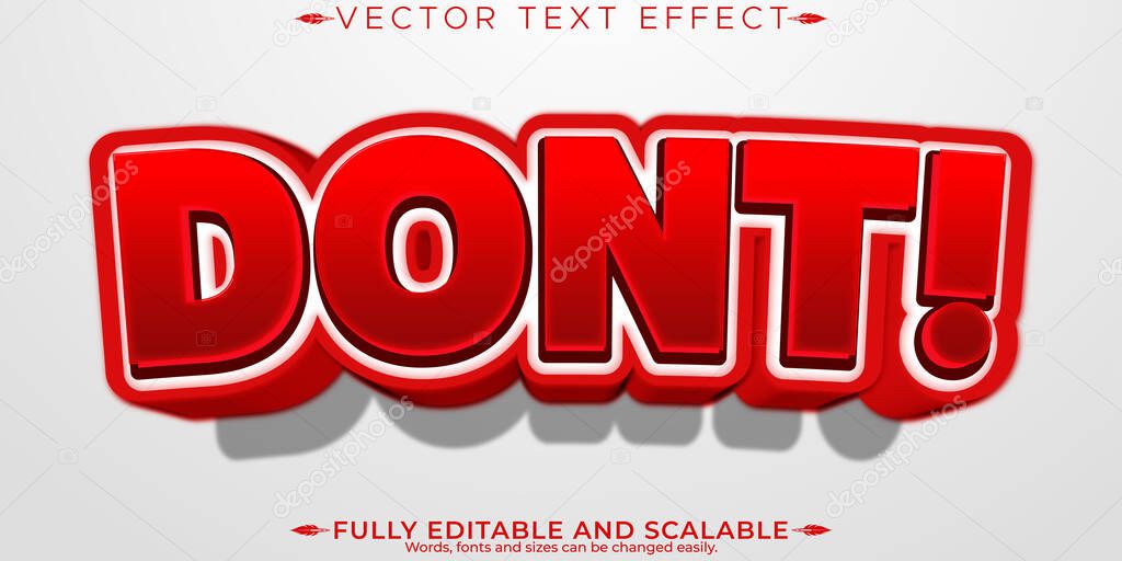 Dont bold text effect, editable modern lettering typography font