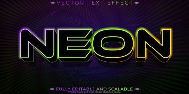 Neon ışığı metin efekti, düzenlenebilir parlaklık ve oyun metin biçimi