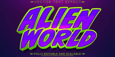 Uzaylı uzay metin efekti, düzenlenebilir gezegen ve UFO metin biçimi