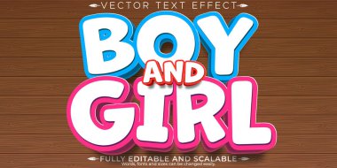 Erkek kız çizgi film efekti, düzenlenebilir çizgi roman ve komik metin stili.