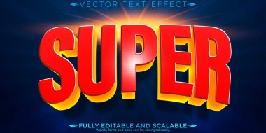 Süper kahraman metin efekti, düzenlenebilir çizgi film ve komik metin tarzı