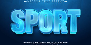 Düzenlenebilir metin efekti sporu, 3d mavi ve parlak yazı tipi