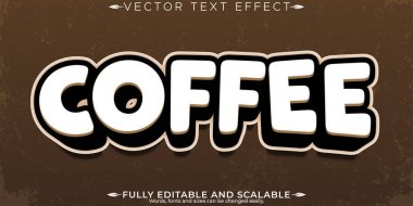 Kahve, metin efekti kahve, 3D vintage ve retro font st.