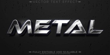 Metal çelik metin efekti, düzenlenebilir crome ve gümüş metin biçimi
