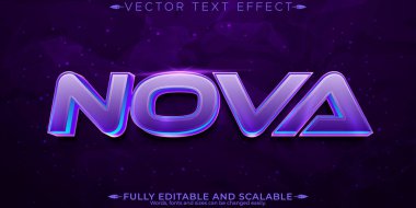 Nova boşluk metin efekti, düzenlenebilir oyun ve gökada metin biçimi