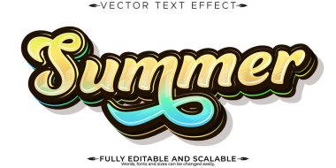 Yaz plajı metin efekti, düzenlenebilir modern harf tipografisi