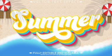 Yaz metni efekti, düzenlenebilir plaj ve seyahat tarzı