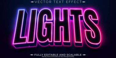 Işıklar oynanılabilir metin efekti, parıltı ve neon metin biçimi