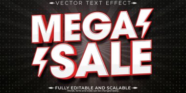 Mega satış metni efekti, düzenlenebilir alışveriş ve metin biçimi