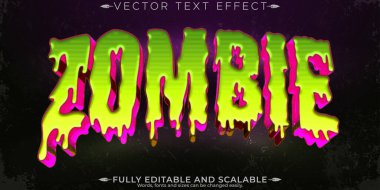 Korkunç zombi metin efekti, düzenlenebilir canavar ve korkutucu metin tarzı