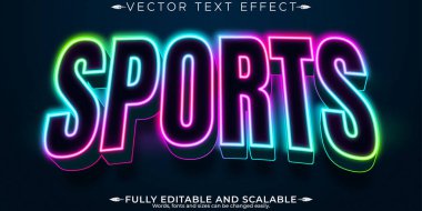 Sport neon düzenlenebilir metin efekti, esport ve light metin biçimi