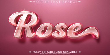 Gül pembe metin efekti, düzenlenebilir parlak ve zarif metin biçimi