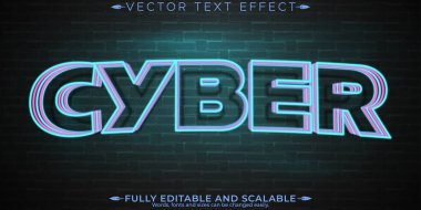 Neon ışığı metin efekti, düzenlenebilir retro ve parlayan metin biçimi