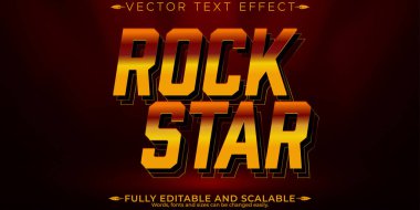 Rock yıldızı metin efekti, düzenlenebilir müzik ve konser metin tarzı