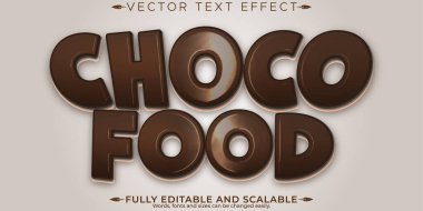 Çikolatalı gevrek mesaj efekti, düzenlenebilir kahvaltı ve atıştırmalık metin stili